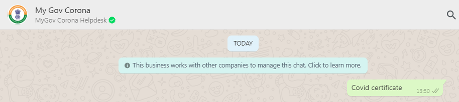 covid vaccination certificate via whatsapp